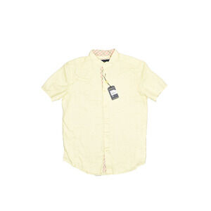 NEW Suslo Men's Yellow 100% Linen Short Sleeve Button Down Shirt Size XL NWT